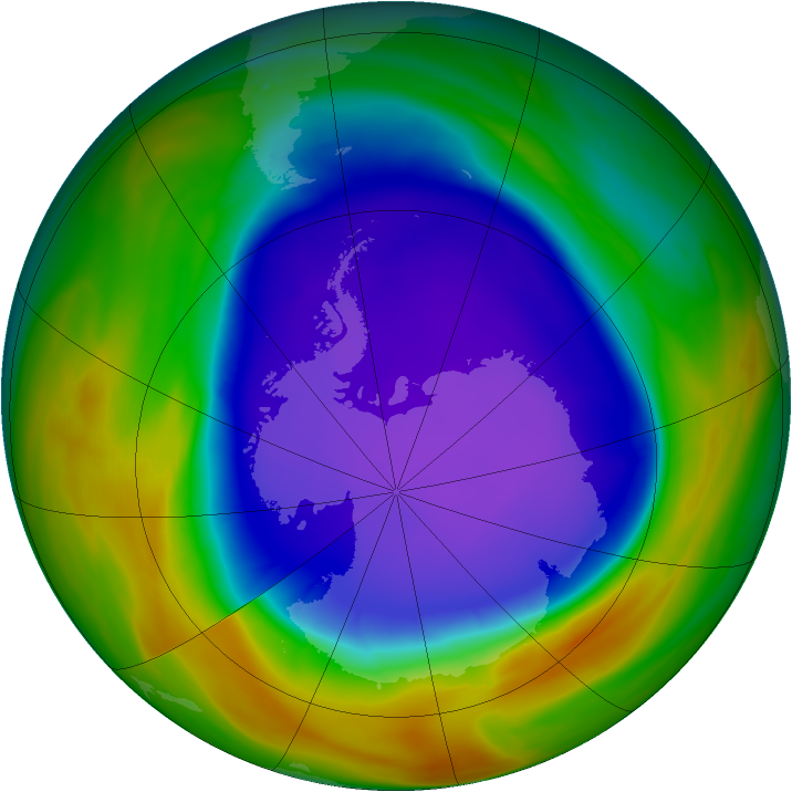 Antarctic ozone map for 27 September 2005